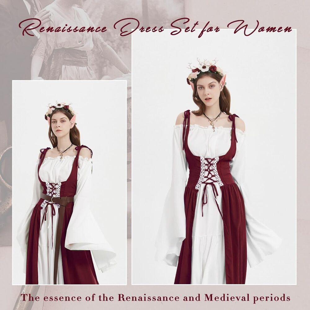 1571 Renaissance Dresses Medieval Costume For Flower Crown Elf View 2